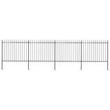 Vidaxl Garden Staket med Spears Top 6.8x1.5 M Steel Black