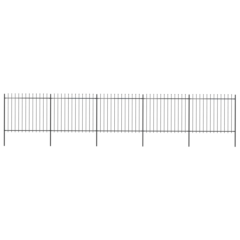 Vidaxl Garden Fence With Spears Top 8.5x1.5 M stål svart