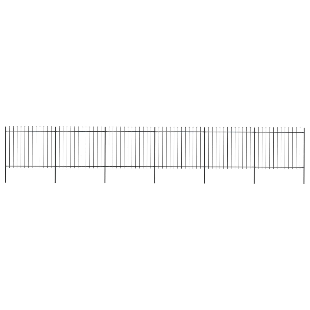 Vidaxl Garden Fence con Spears Top 10,2x1,5 m in acciaio nero