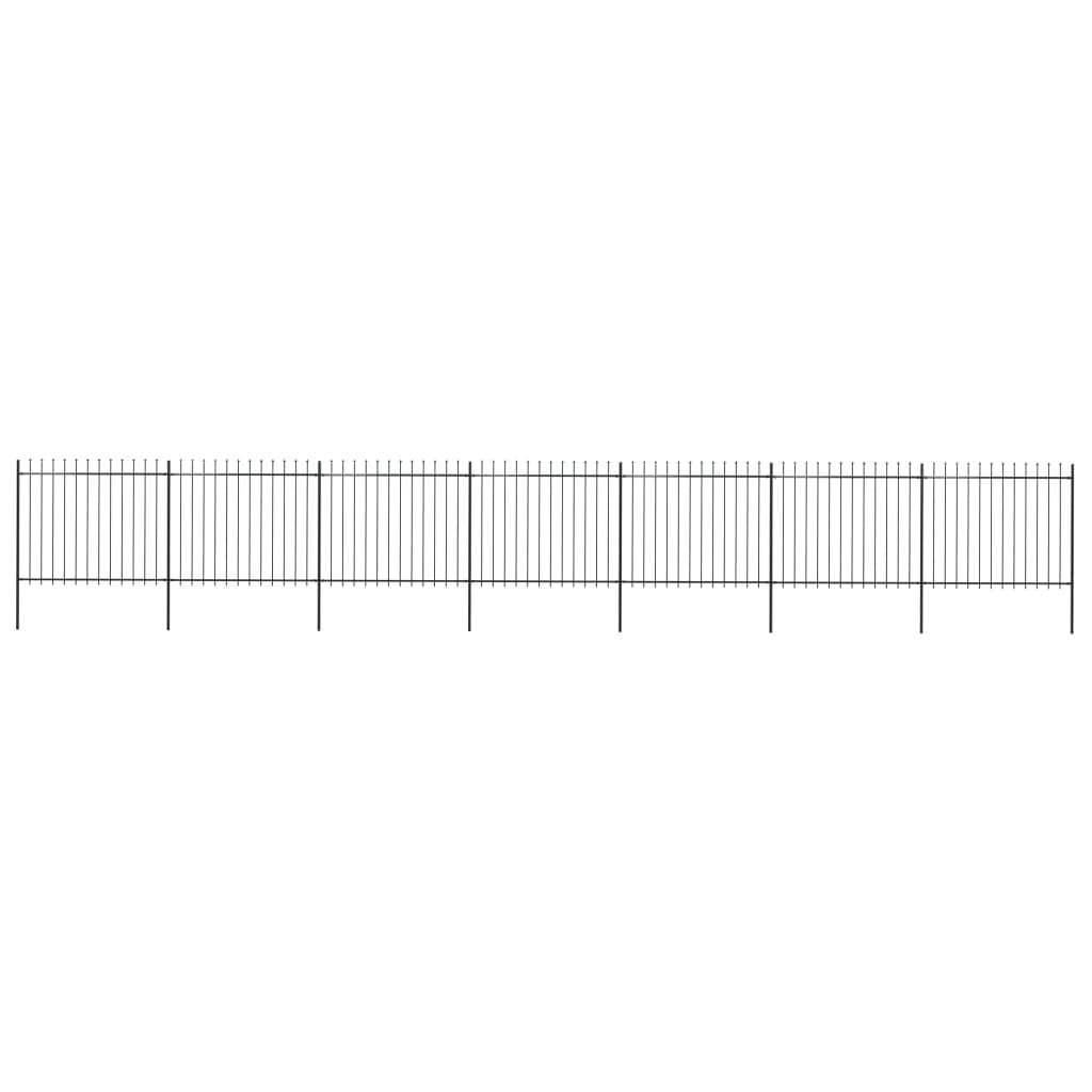 Vidaxl Havehegn med spyd top 11,9x1,5 m stål sort