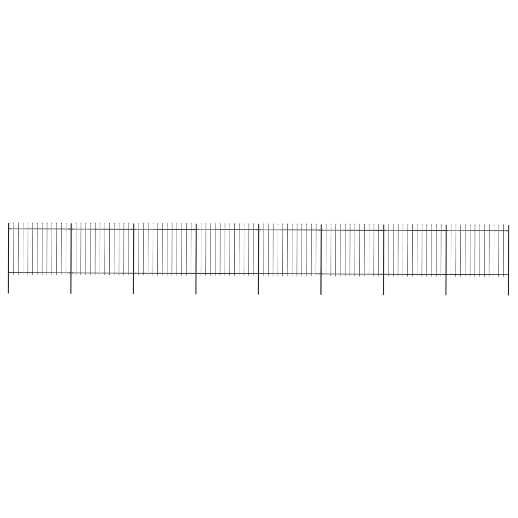 Vidaxl Garden Fence With Spears Topp 13.6x1.5 M stål svart