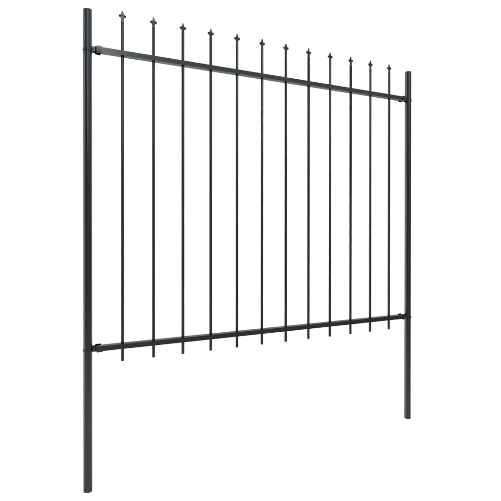 Vidaxl garden fence with spears top 13.6x1.5 m steel black