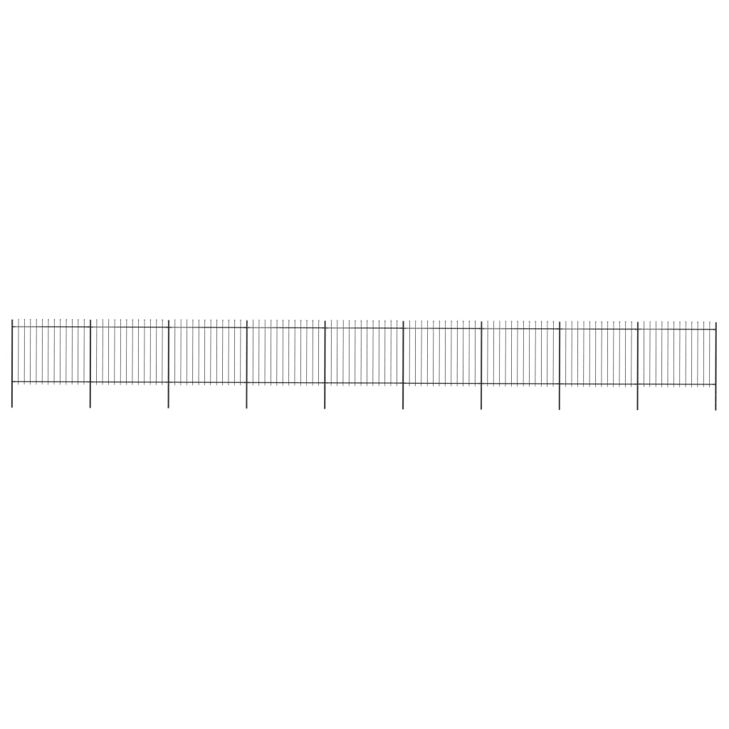 Vidaxl Garden Fence avec Spears Top 15,3x1,5 m en acier noir