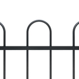 Vidaxl garden fence with round top 5.1x0.6 m steel black