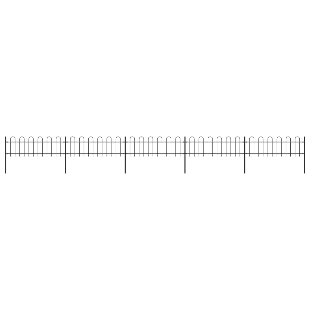 Vidaxl Garden Fence con top redonda 8.5x0.6 m de acero negro