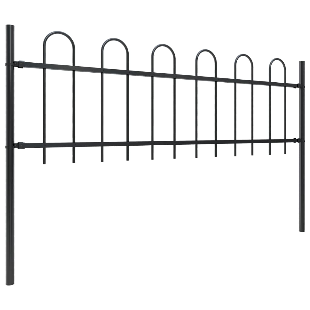 Vidaxl Garden Fence con top rotondo 11,9x0,6 m in acciaio nero