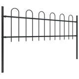 Vidaxl Garden Fence avec haut rond 13.6x0,6 m en acier noir