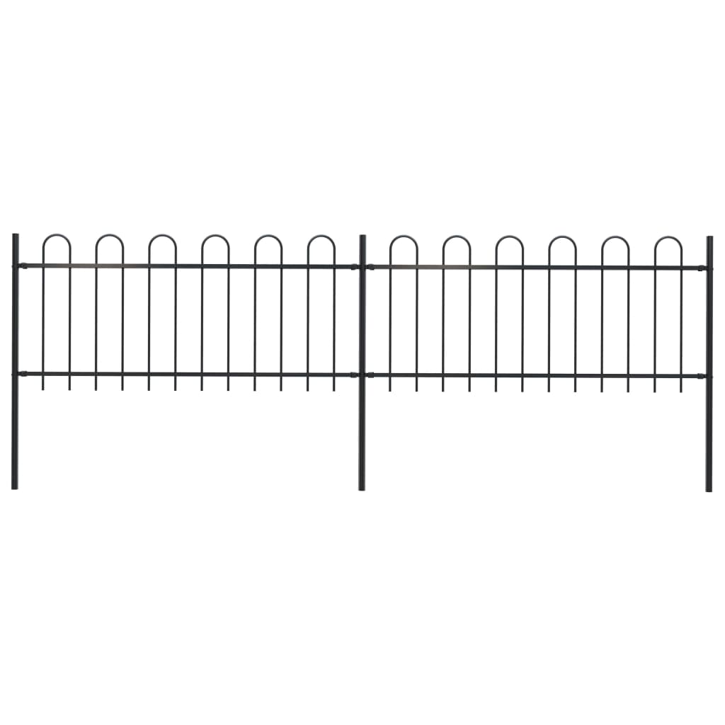 Vidaxl garden fence with round top 3.4x0.8 m steel black