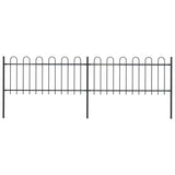 Vidaxl garden fence with round top 3.4x0.8 m steel black