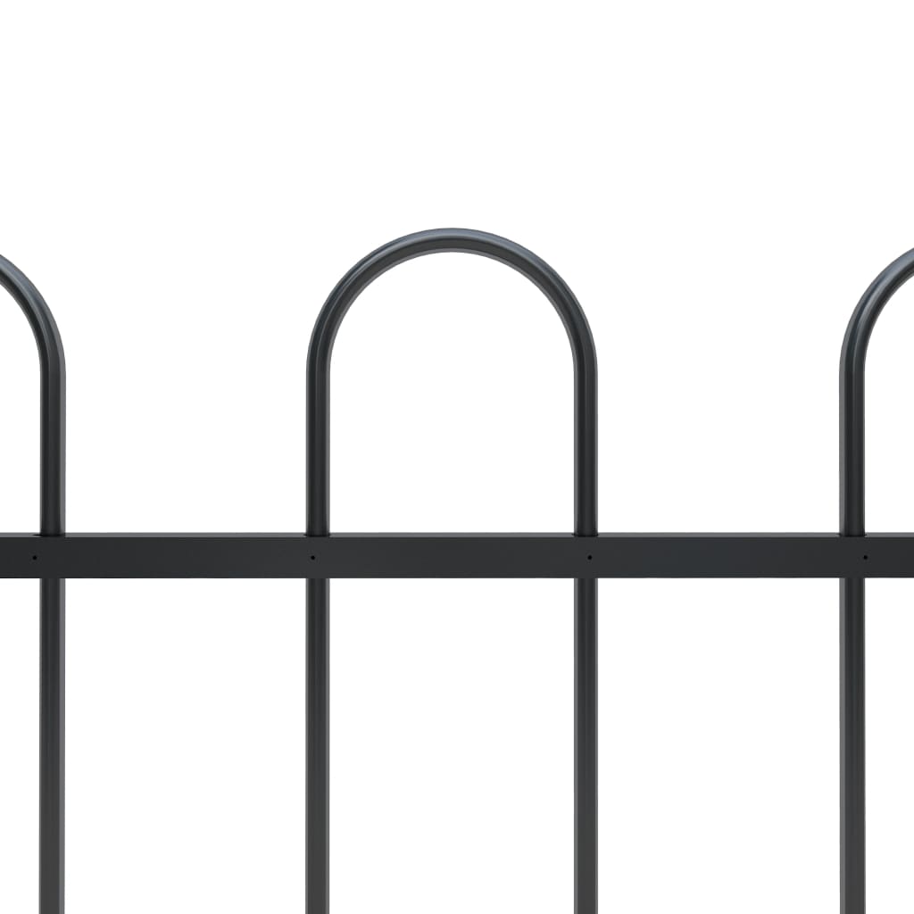 Vidaxl garden fence with round top 3.4x0.8 m steel black