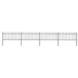 Vidaxl garden fence with round top 6.8x0.8 m steel black