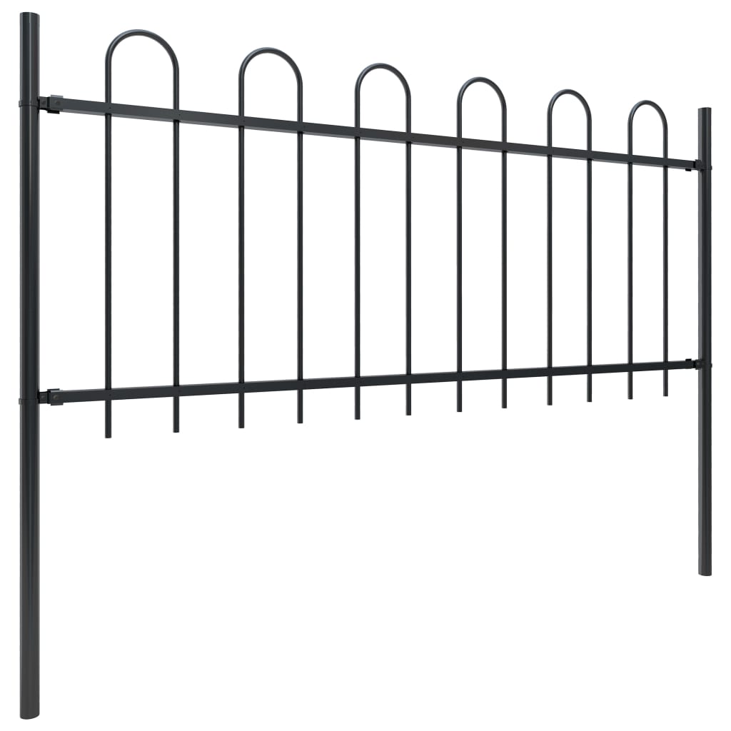 Vidaxl Garden Fence con top rotondo da 8,5x0,8 m in acciaio nero