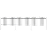 Vidaxl garden fence with round top 5.1x1 m steel black