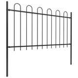 Vidaxl garden fence with round top 10.2x1 m steel black