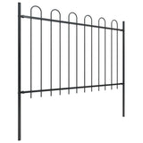 Vidaxl garden fence with round top 5.1x1.2 m steel black