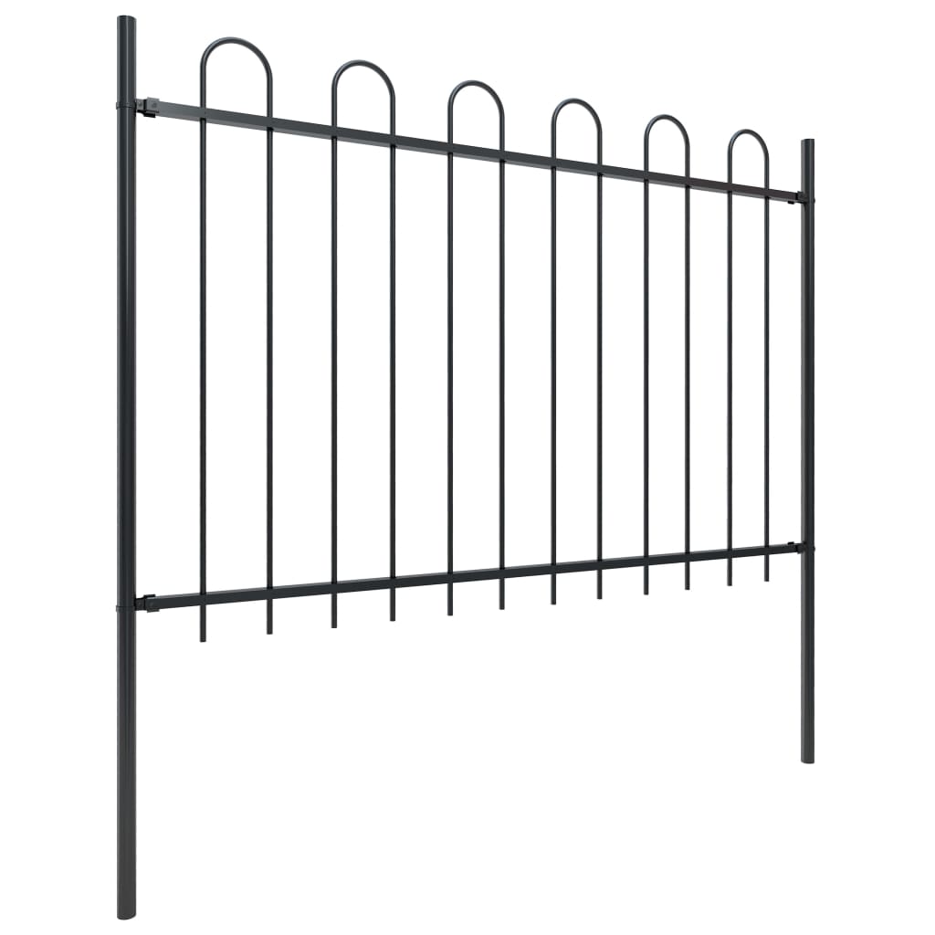 Vidaxl Garden Fence con top rotondo da 15,3x1,2 m in acciaio nero