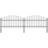 Vidaxl garden fence with spears top (1-1.25) x3.4 m steel black