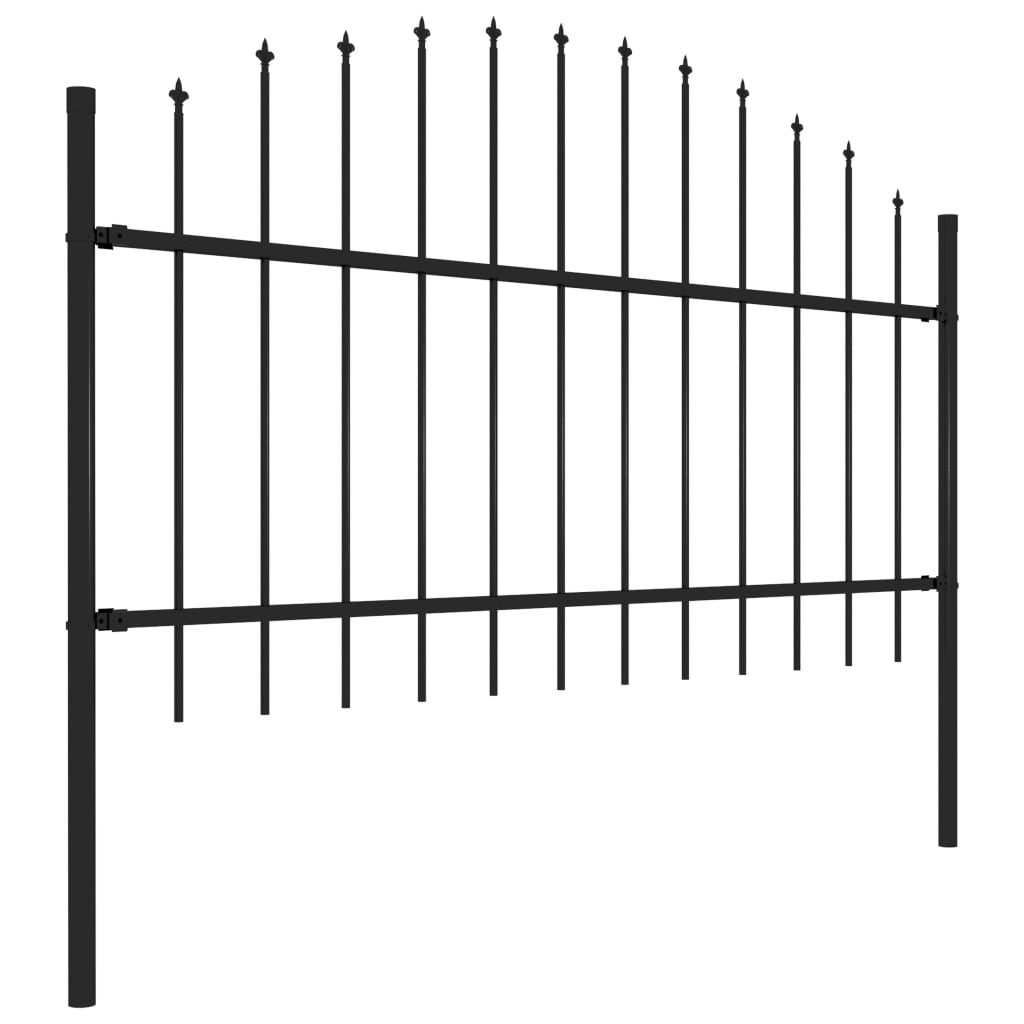 Vidaxl garden fence with spears top (1-1.25) x3.4 m steel black