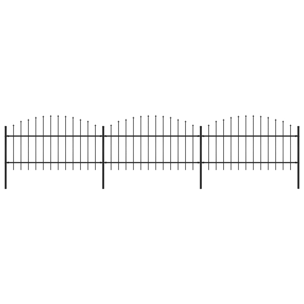 Vidaxl Garden Fence With Spears Top (1-1.25) X5.1 M stål svart