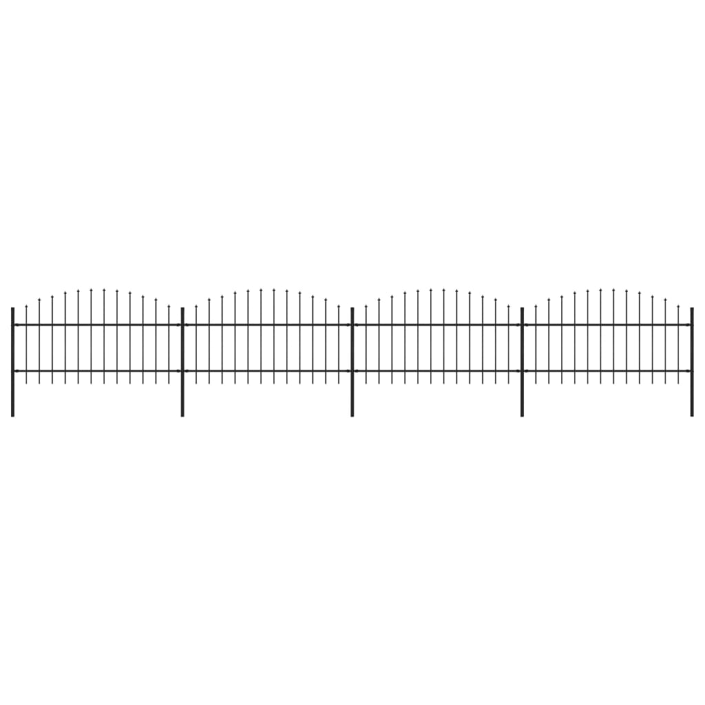 Vidaxl Garden Fence With Spears Top (1-1.25) x6.8 m de acero negro