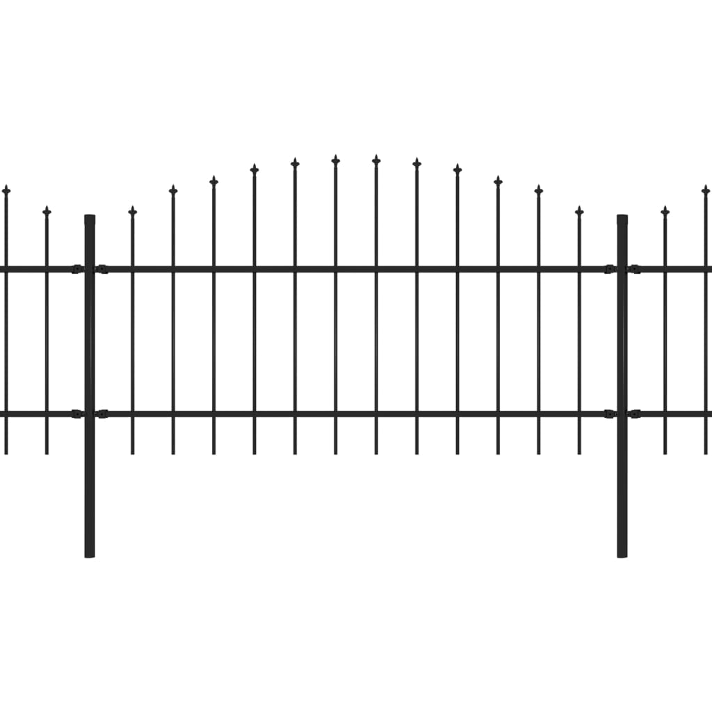 Vidaxl vrtna ograja z vrhom (1-1,25) x6,8 m jeklena črna