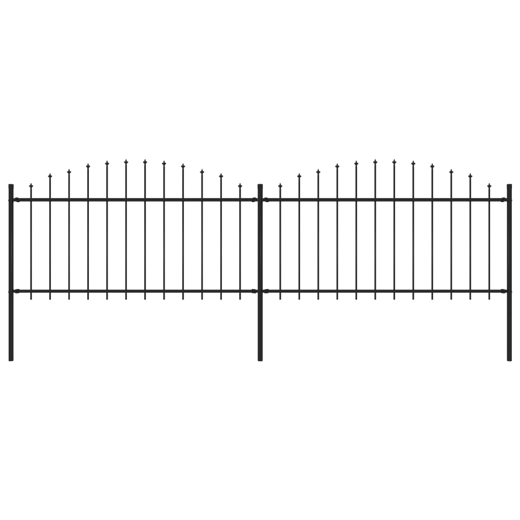 Vidaxl Garden Fence with Spears Top (1,25-1,5) x3,4 m en acier noir