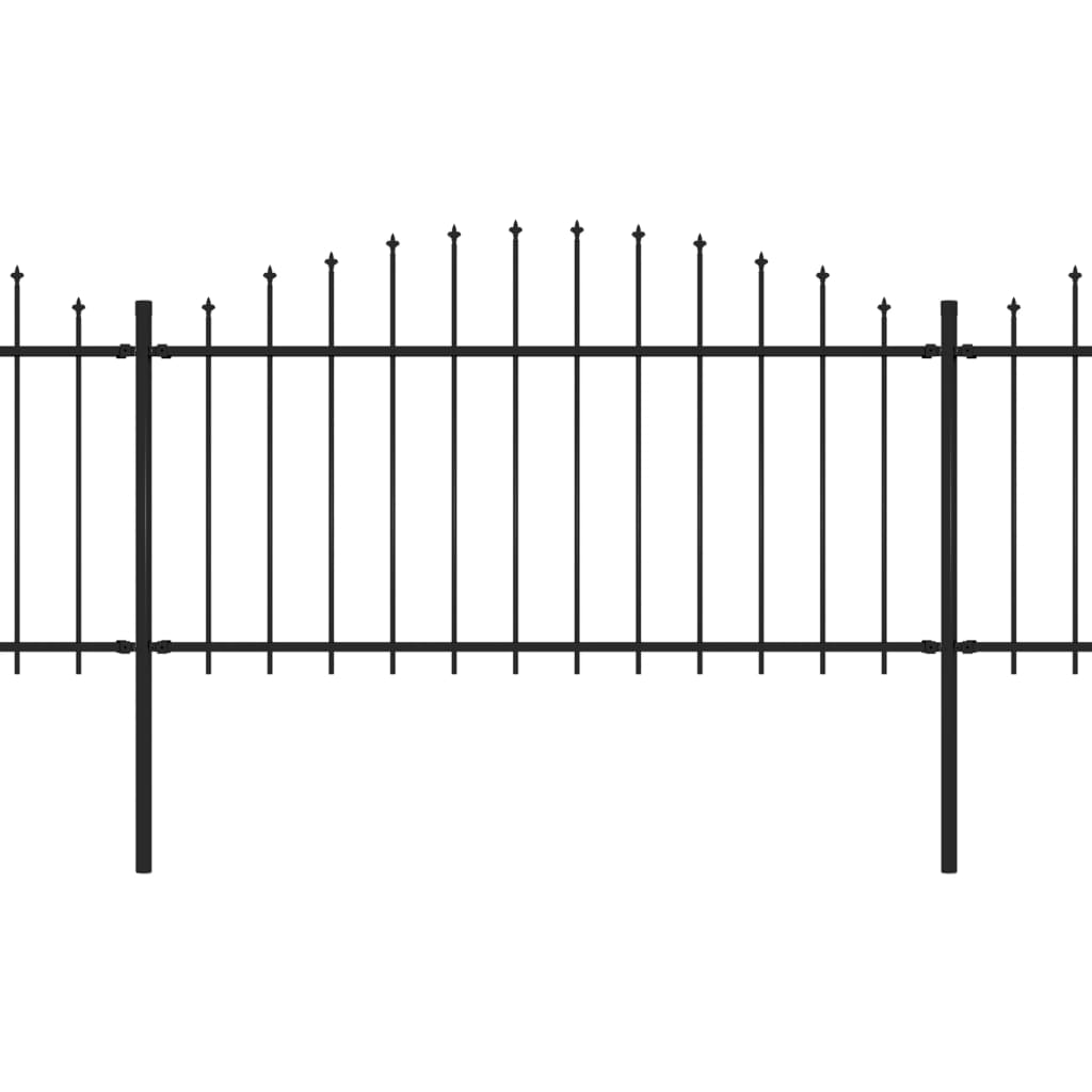 Vidaxl Garden Fence with Spears Top (1,25-1,5) x3,4 m en acier noir