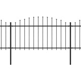 Vidaxl garden fence with spears top (1.25-1.5) x3.4 m steel black