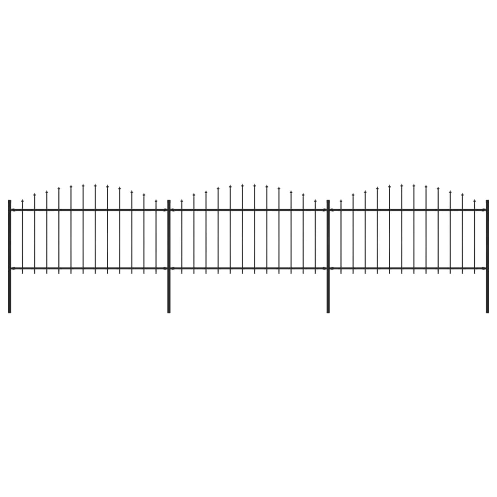 Vidaxl Garden Fence With Spears Top (1,25-1,5) x5,1 m stål svart