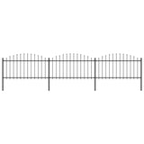 Vidaxl garden fence with spears top (1.25-1.5) x5.1 m steel black