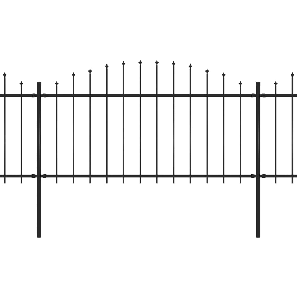 Vidaxl Garden Fence With Spears Top (1.25-1.5) x5.1 m de acero negro