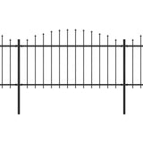 Vidaxl Garden Fence with Spears Top (1.25-1.5) x5.1 m in acciaio nero