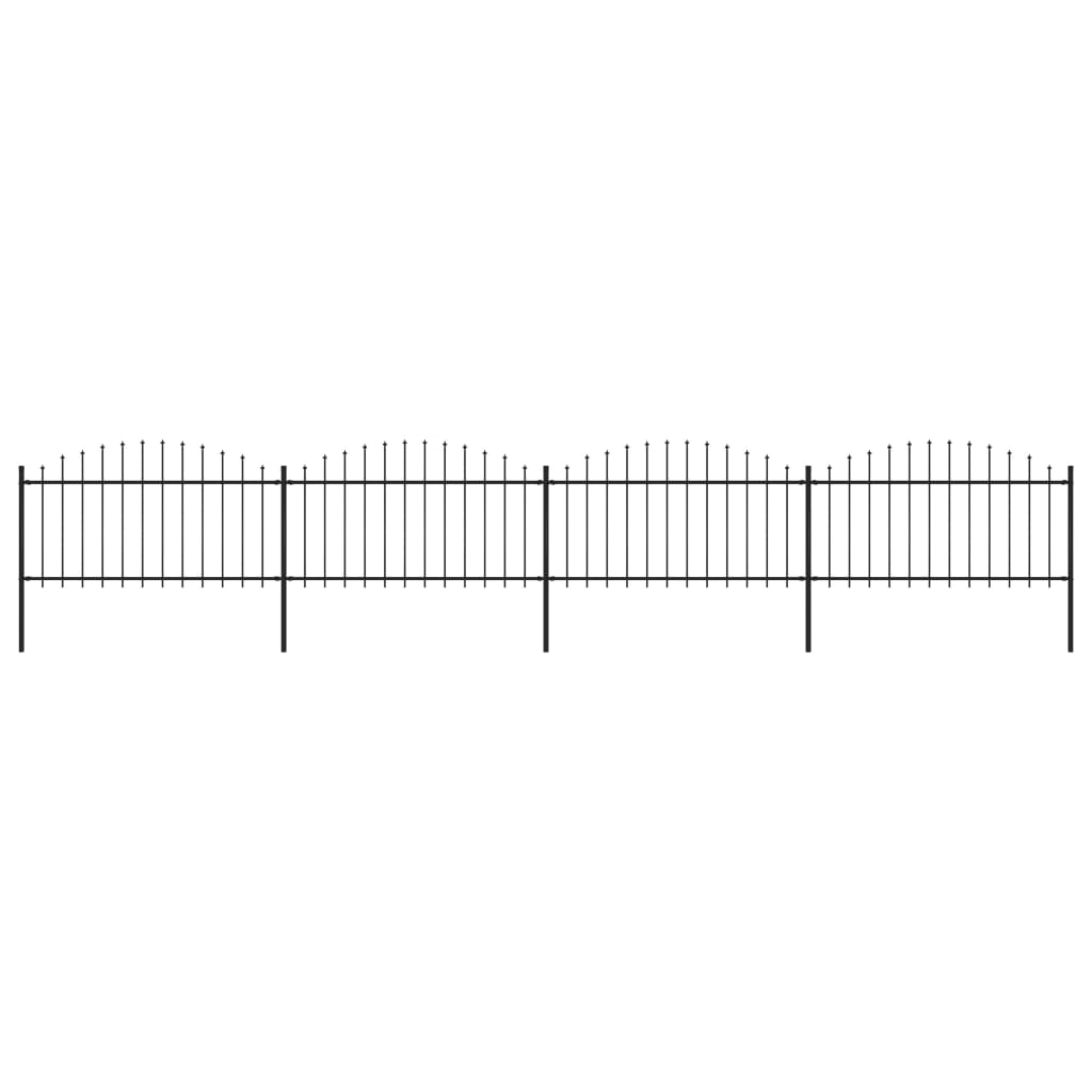 Vidaxl Garden Fence con Spears Top (1.25-1.5) x6,8 m in acciaio nero