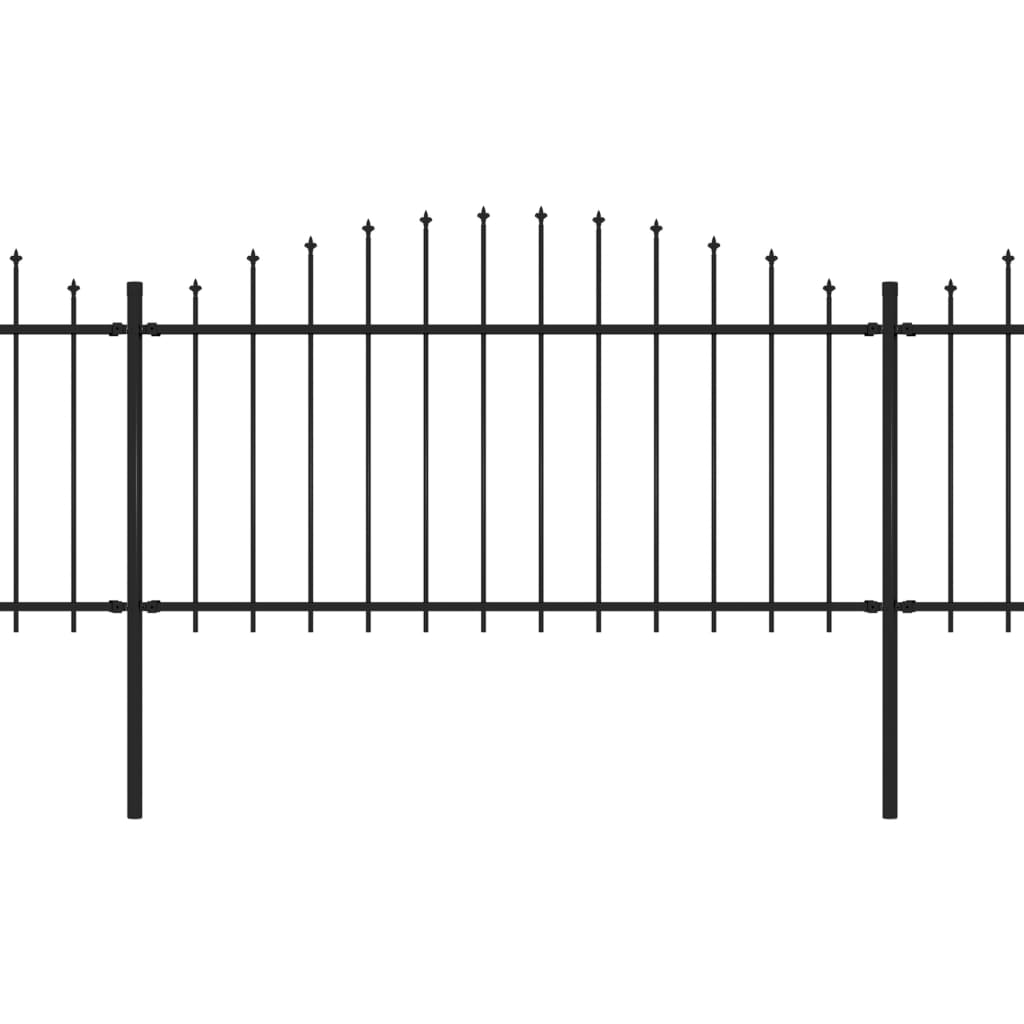 Vidaxl Garden Fence With Spears Top (1.25-1.5) x6.8 m de acero negro