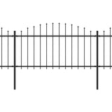 Vidaxl Garden Fence With Spears Top (1.25-1.5) x6.8 m de acero negro