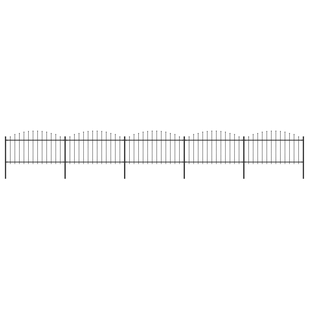 Vidaxl Havehegn med spyd top (1,25-1,5) x8,5 m stål sort