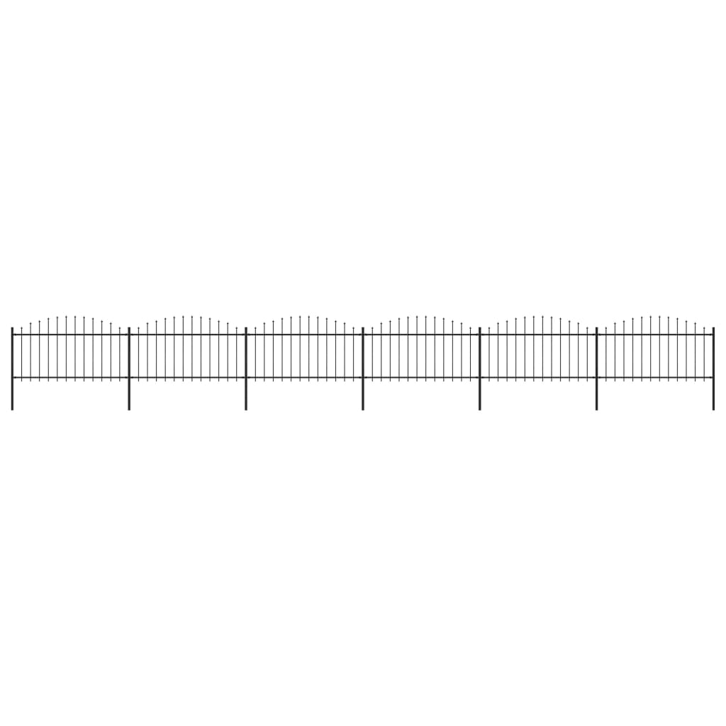 Vidaxl Garden Fence s vrcholem Spears (1,25-1,5) x10,2 M Steel Black