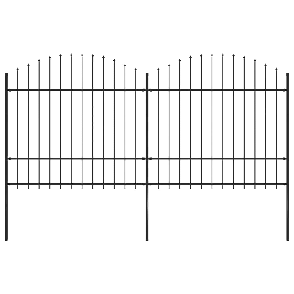 Vidaxl Garden Fence With Spears Top (1.5-1.75) x3.4 m de acero negro