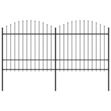 Vidaxl Garden Fence con Spears Top (1,5-1,75) x3,4 m in acciaio nero