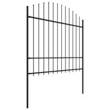 Vidaxl Garden Fence With Spears Top (1.5-1.75) x3.4 m de acero negro