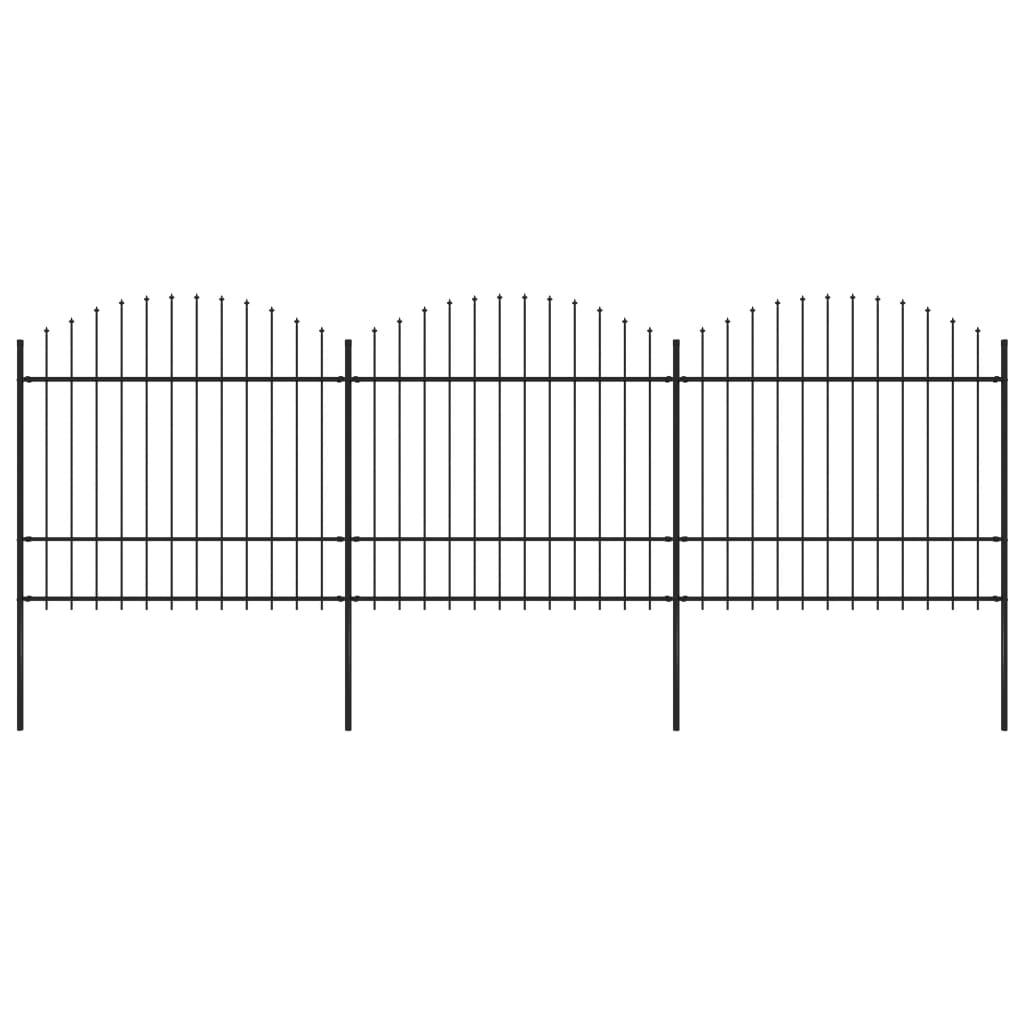 Vidaxl Garden Fence With Spears Top (1.5-1.75) x5.1 m de acero negro