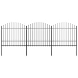 Vidaxl Garden Fence with Spears Top (1,5-1,75) x5,1 m in acciaio nero