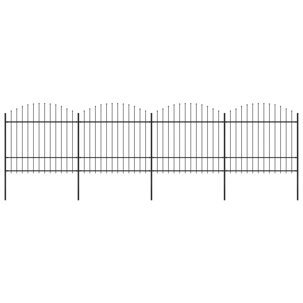 Vidaxl Garden Fence con Spears Top (1,5-1,75) x6,8 m in acciaio nero