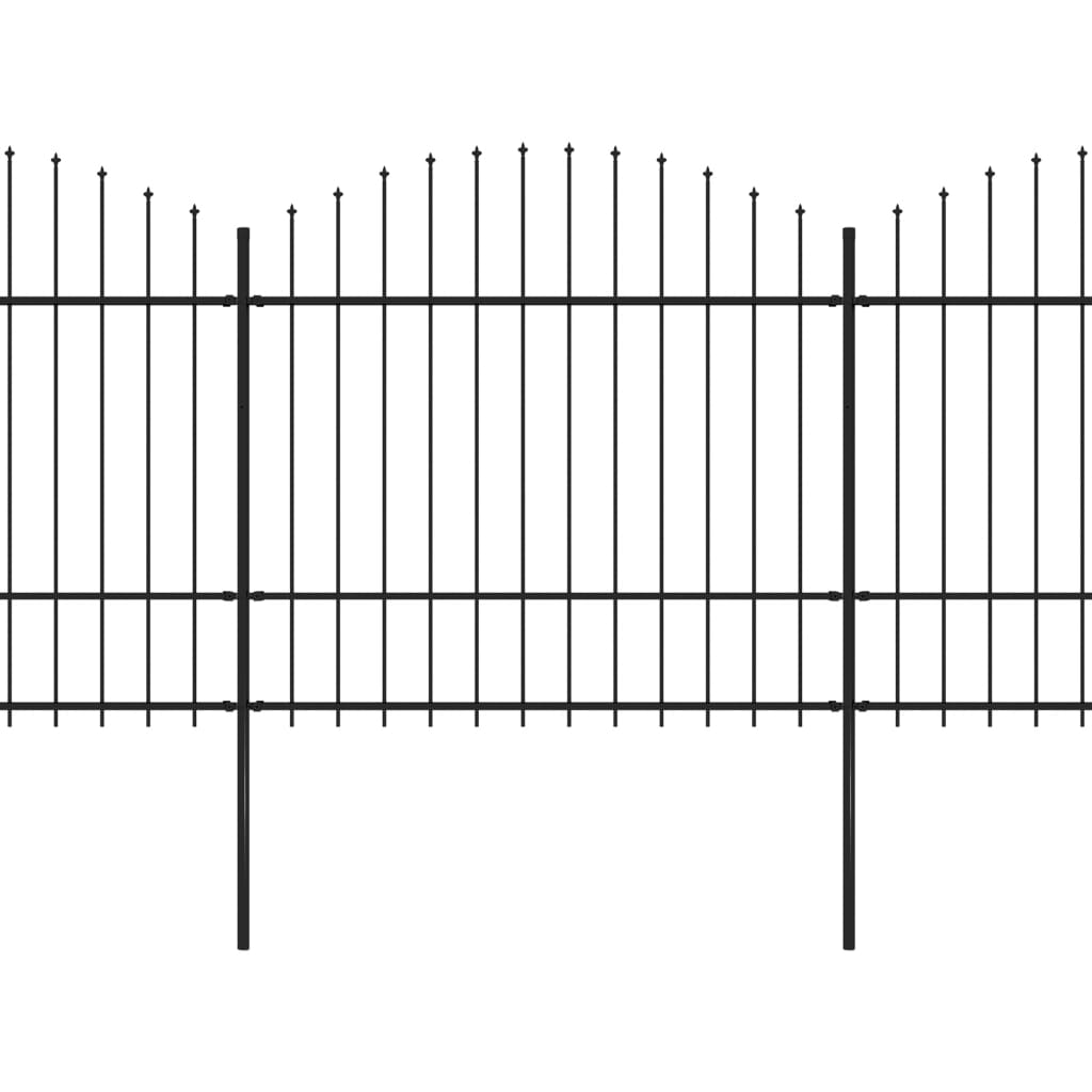 Vidaxl Havehegn med spyd top (1,5-1,75) x6,8 m stål sort