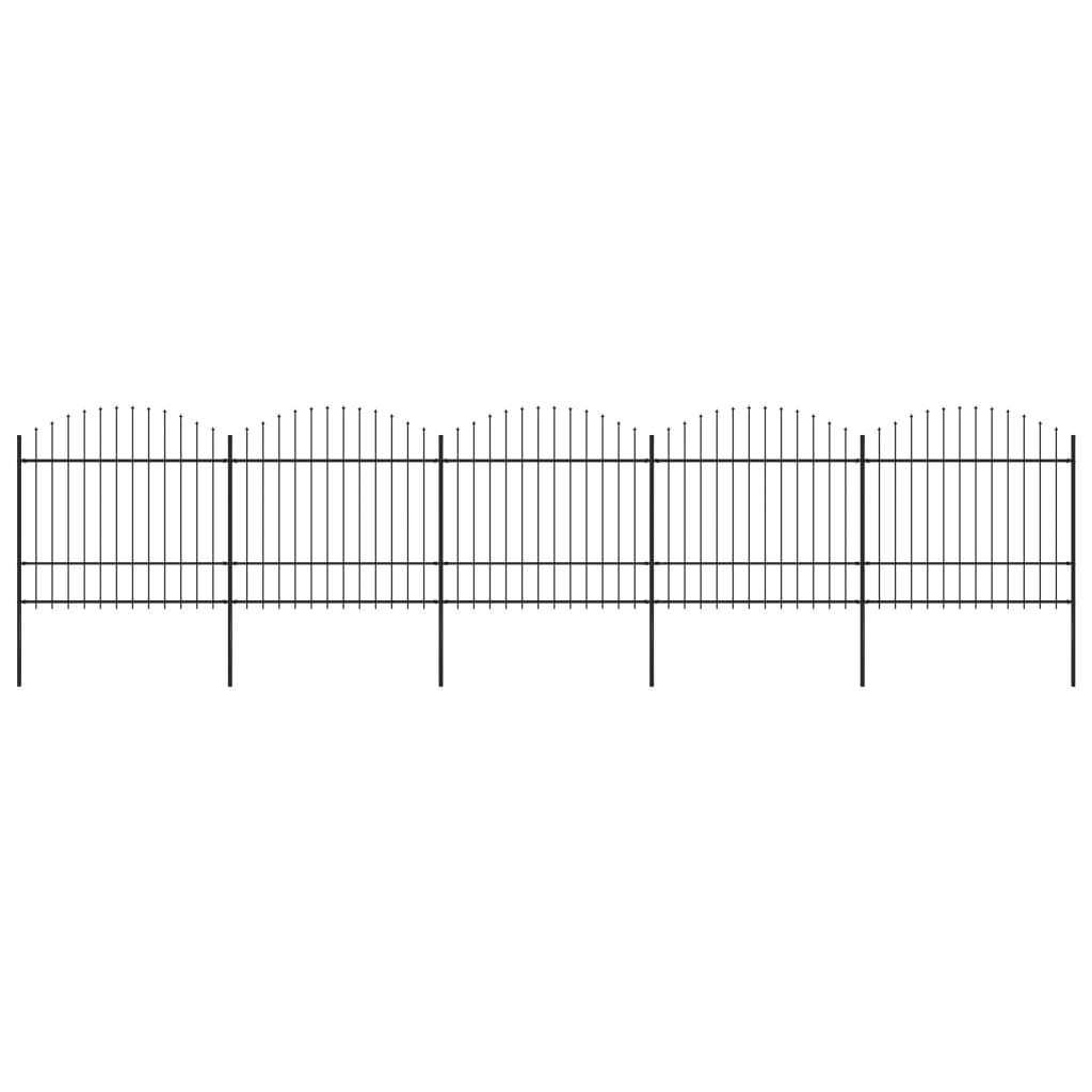 Vidaxl Havehegn med spyd top (1,5-1,75) x8,5 m stål sort