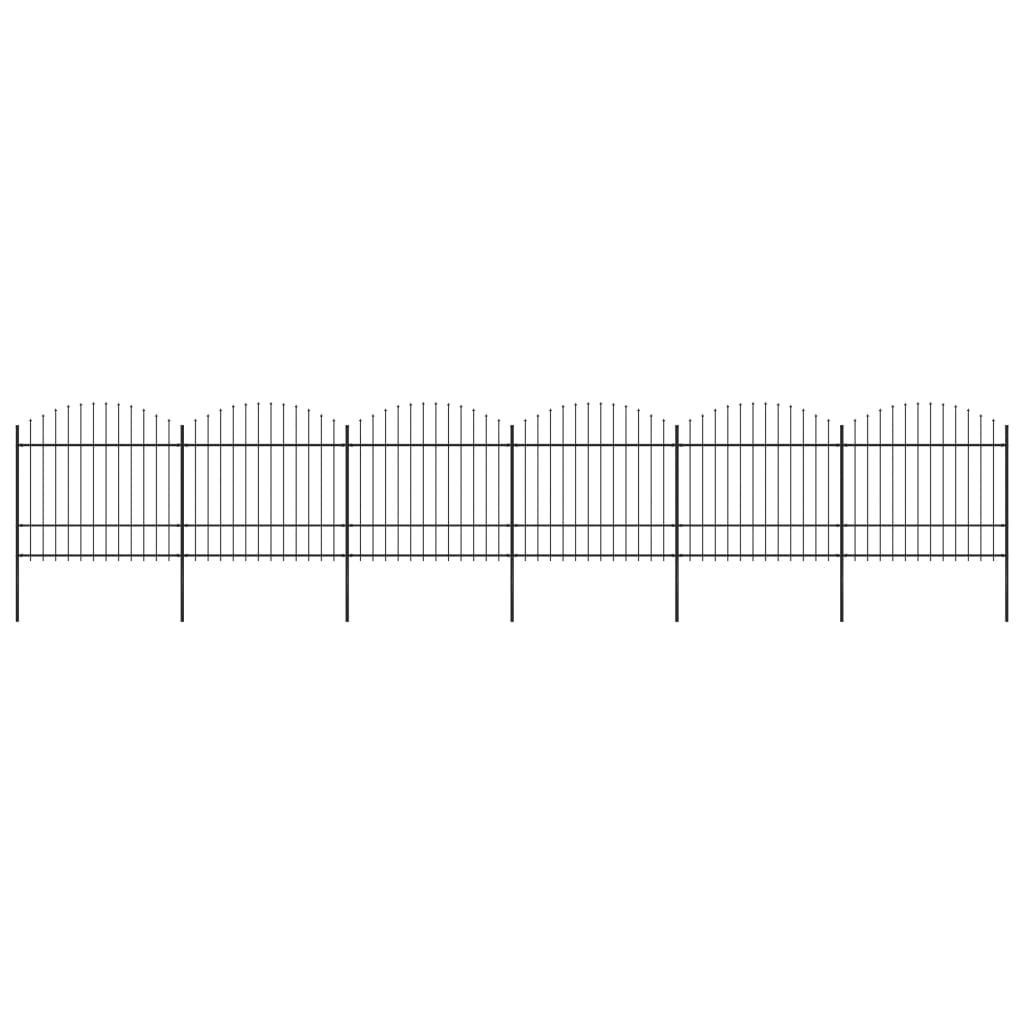 Vidaxl Garden Fence con Spears Top (1,5-1,75) x10.2 m in acciaio nero