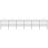 Vidaxl Garden Fence with Spears Top (1,5-1.75) x10,2 m en acier noir