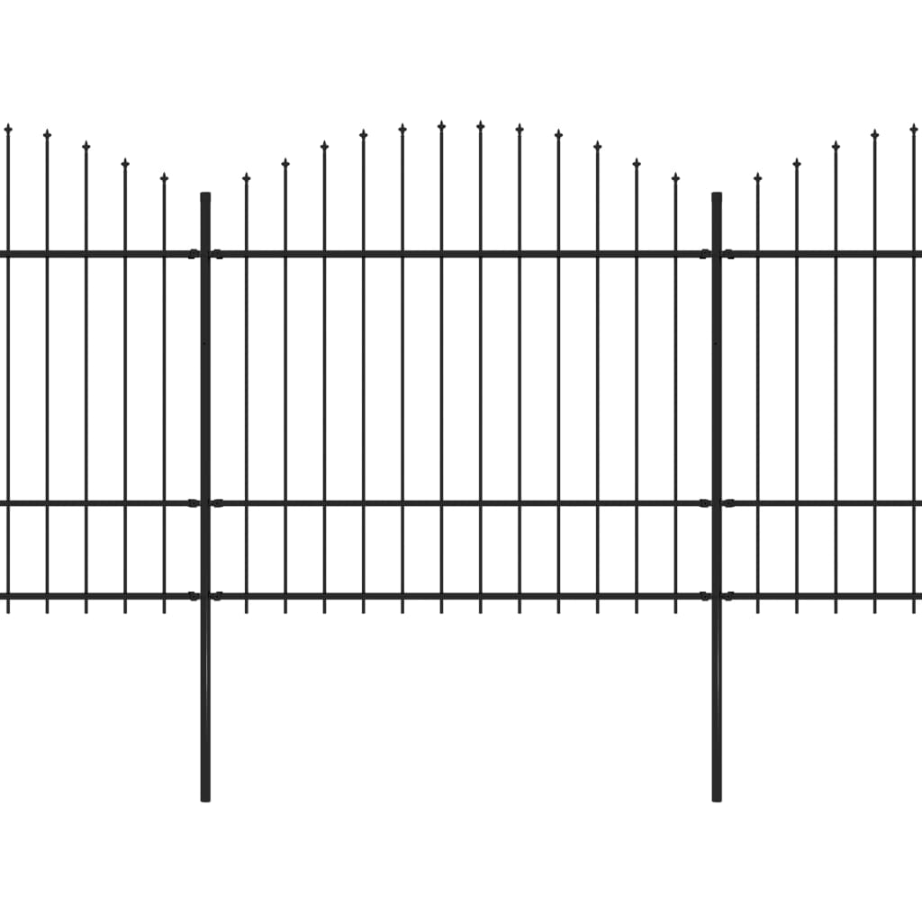 Vidaxl Garden Fence With Spears Top (1,5-1,75) x10,2 m stål svart