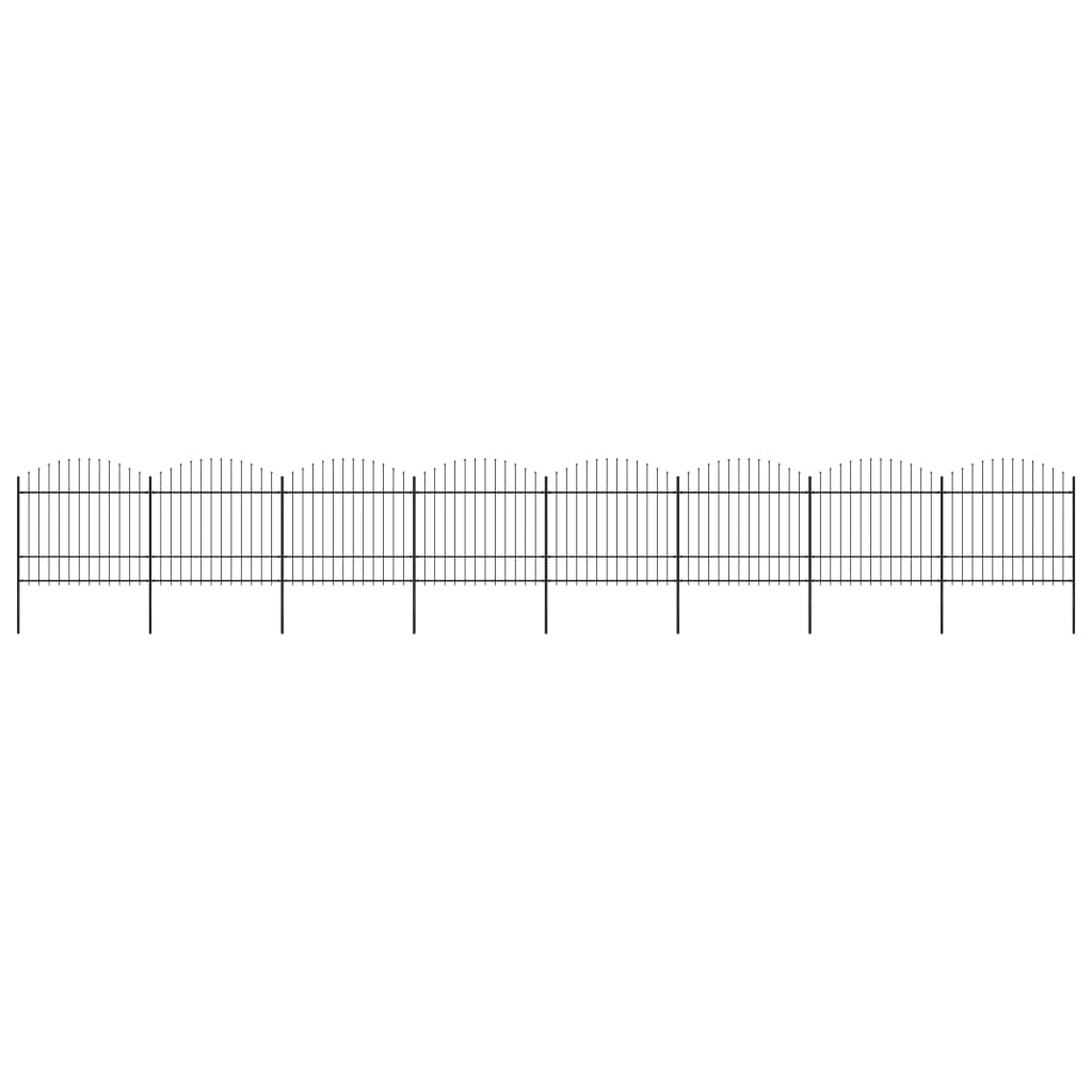 Vidaxl Garden Fence con Spears Top (1,5-1,75) x13,6 m in acciaio nero