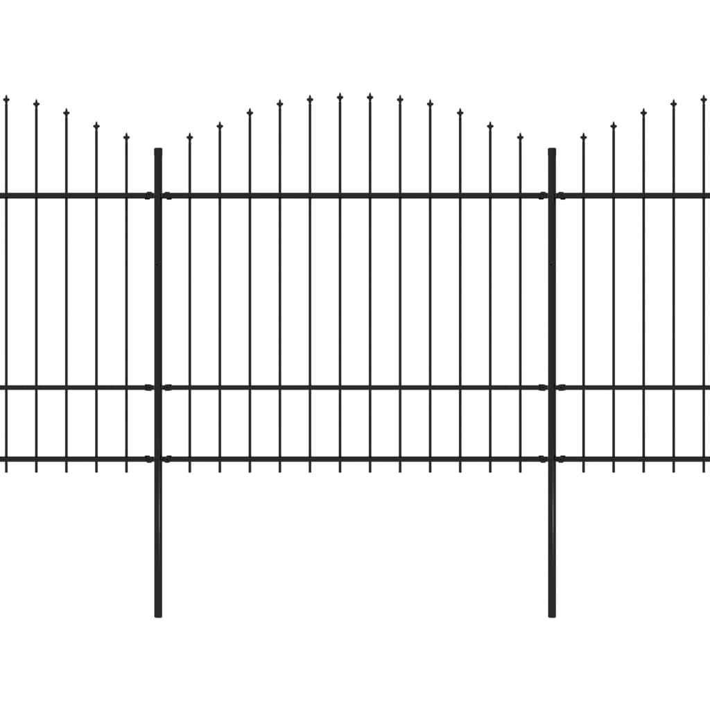 Vidaxl Garden Fence With Spears Top (1,5-1,75) x13,6 m stål svart